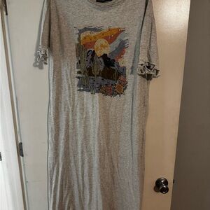 Gray Graphic T-Shirt Dress